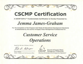 CSCMP Certifications - 2016