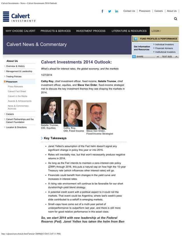 Calvert Investments 2014 Outlook.PDF