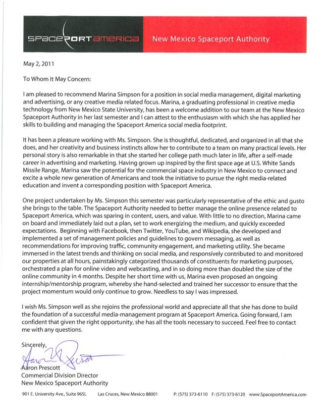 marina simpson letter of recommendation letterhead 1 letter of recommendation without letterhead