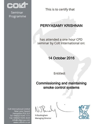 Commissioning & Maintenance of Smoke Control System Cert