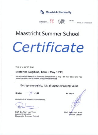 Maastricht certificate
