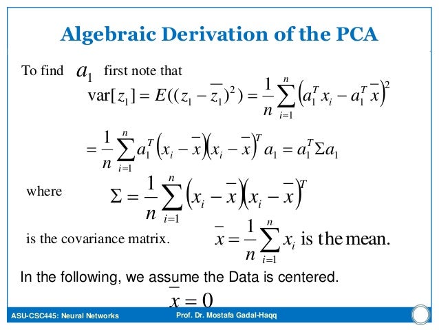 Neural Networks: Principal Component Analysis (PCA) Neural Networks: Principal Component Analysis (PCA)