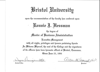Bristol Unv 1994 Master Degree