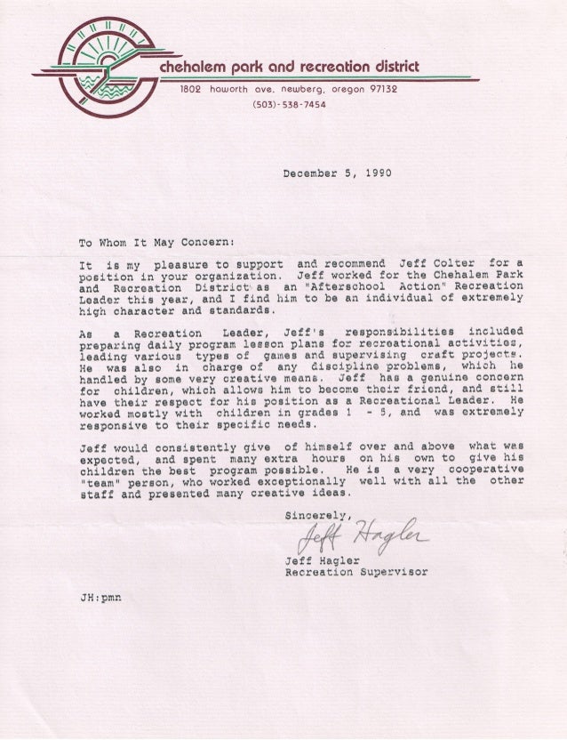 Leadership Reference Letter Vanier