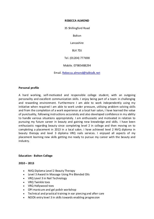 new beauty cv rebecca almond