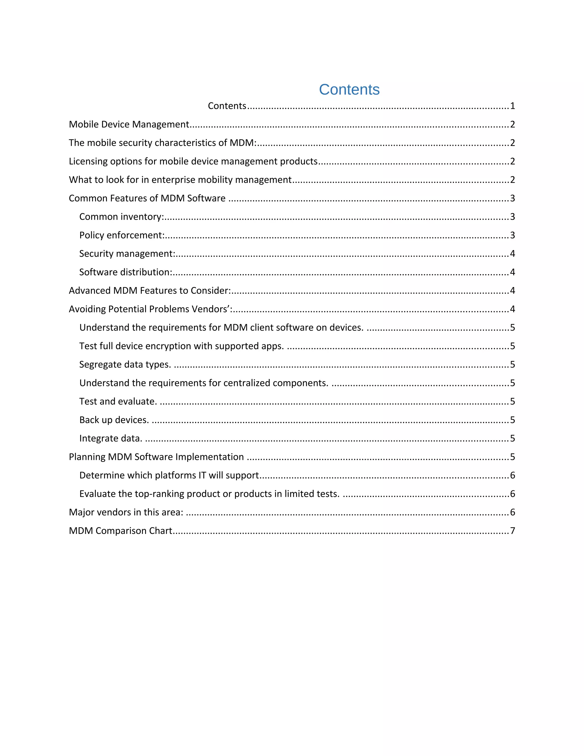 Mobile Device Management - Product Study | DOC