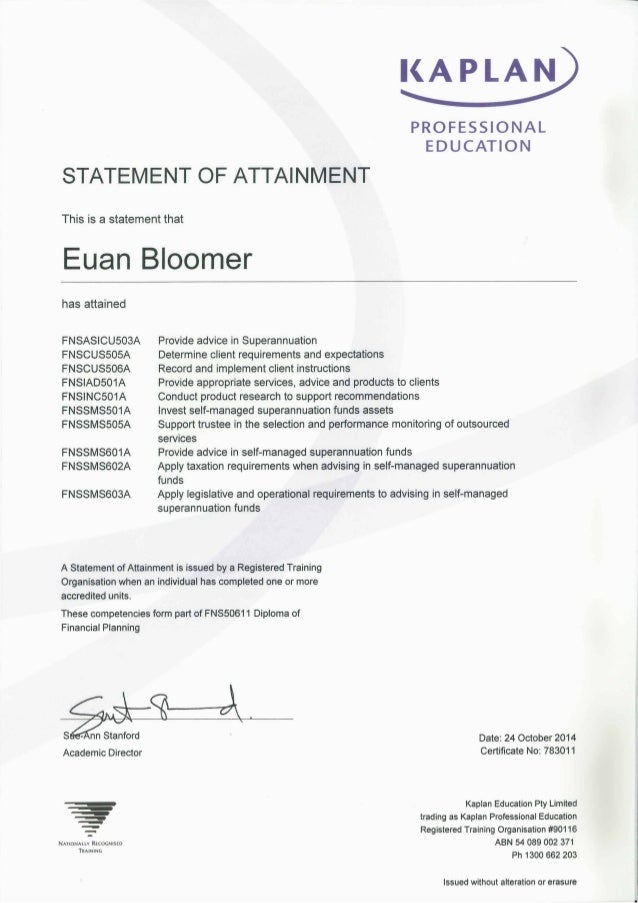Kaplan Super Package Training Certificate