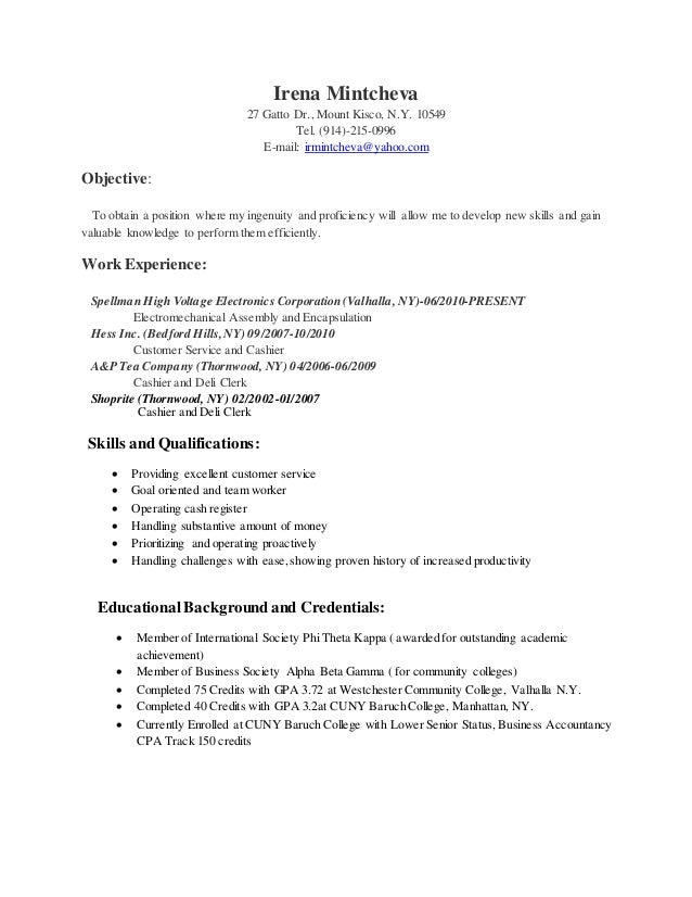 Baruch college resume