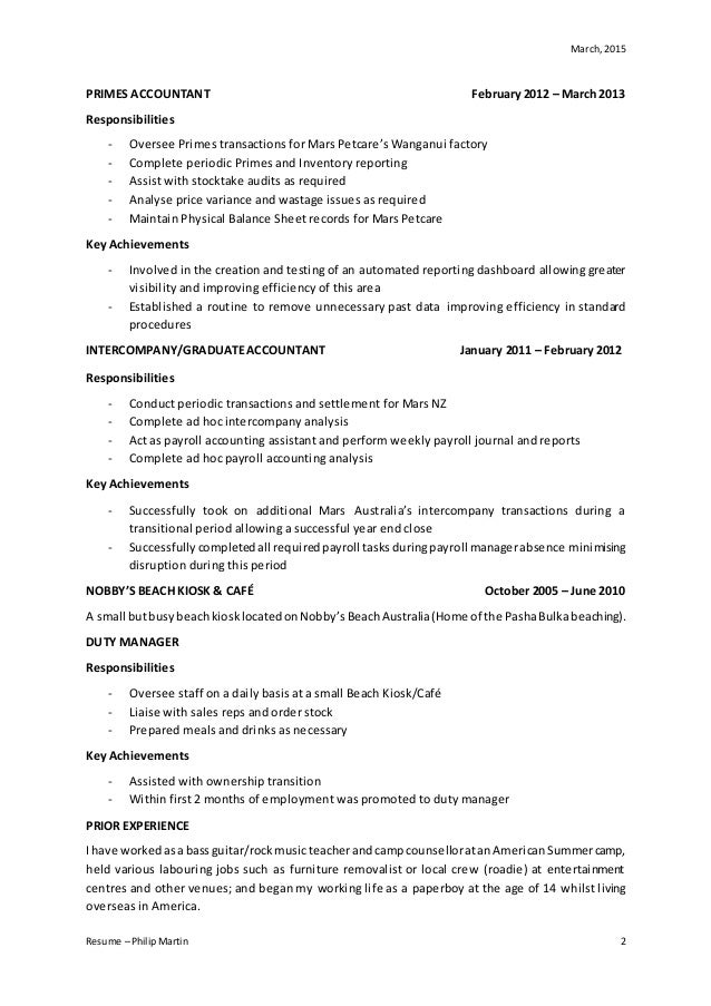 Intercompany resume