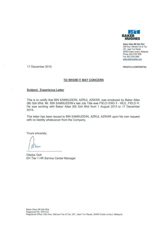 experience letter baker hughes baker cover letter no experience