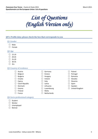 Questionnaire on the European Union - form finale copia compressed | PDF