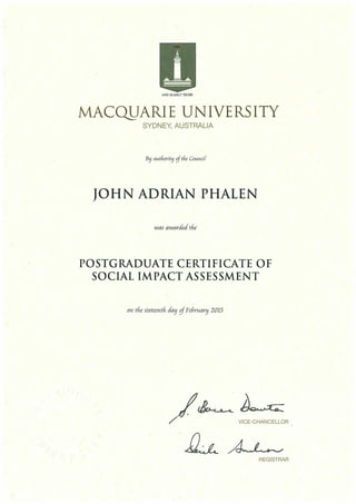 Postgraduate Certificate in Social Impact Assessment