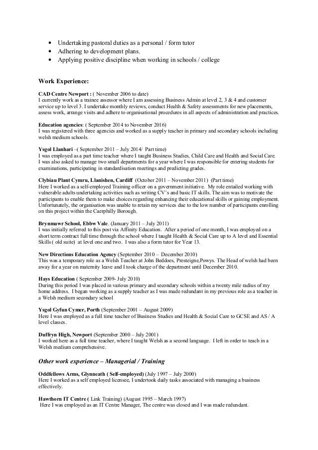 social care cv