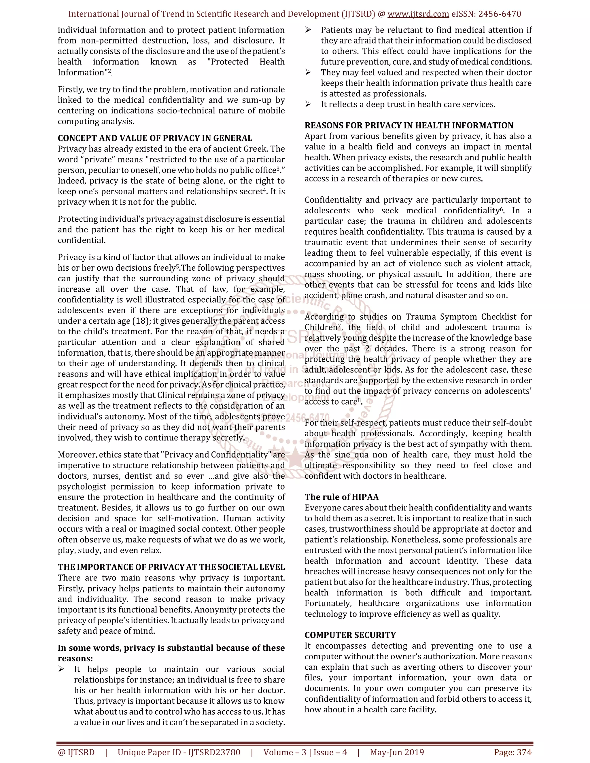Security, Confidentiality and Privacy in Health of Healthcare Data | PDF