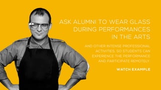 ASK ALUMNI TO WEAR GLASS
DURING PERFORMANCES
IN THE ARTS
AND OTHER INTENSE PROFESSIONAL
ACTIVITIES, SO STUDENTS CAN
EXPERI...