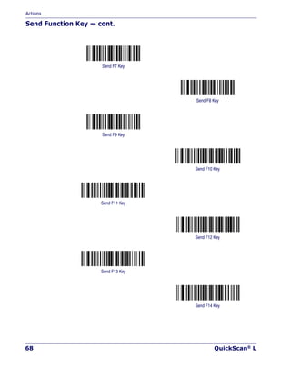 Actions
68 QuickScan® L
Send Function Key — cont.
Send F7 Key
Send F8 Key
Send F9 Key
Send F10 Key
Send F11 Key
Send F12 Key
Send F13 Key
Send F14 Key
 