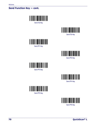 Actions
70 QuickScan® L
Send Function Key — cont.
Send F23 Key
Send F24 Key
Send PF1 Key
Send PF2 Key
Send PF3 Key
Send PF4 Key
Send PF5 Key
Send PF6 Key
 