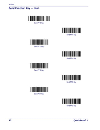 Actions
72 QuickScan® L
Send Function Key — cont.
Send PF15 Key
Send PF16 Key
Send PF17 Key
Send PF18 Key
Send PF19 Key
Send PF20 Key
Send PF21 Key
Send PF22 Key
 