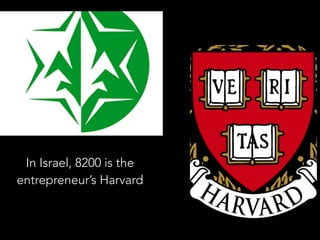 In Israel, 8200 is the 
entrepreneur’s Harvard 
 