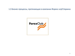 1.3 Бизнес-процессы, протекающие в компании Форекс клуб Украина




                                                             21
 