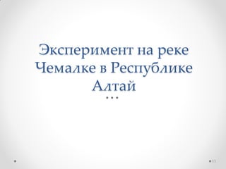 Эксперимент на реке
Чемалке в Республике
Алтай
11
 