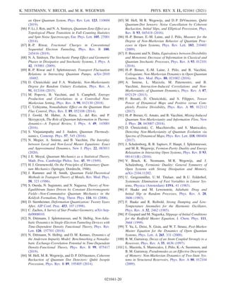 an Open Quantum System, Phys. Rev. Lett. 123, 110604
(2019).
[66] F. Li, J. Ren, and N. A. Sinitsyn, Quantum Zeno Effect as a
Topological Phase Transition in Full Counting Statistics
and Spin Noise Spectroscopy, Eur. Phys. Lett. 105, 27001
(2014).
[67] R.-P. Riwar, Fractional Charges in Conventional
Sequential Electron Tunneling, Phys. Rev. B 100,
245416 (2019).
[68] N. A. Sinitsyn, The Stochastic Pump Effect and Geometric
Phases in Dissipative and Stochastic Systems, J. Phys. A
42, 193001 (2009).
[69] R.-P. Riwar and J. Splettstoesser, Transport Fluctuation
Relations in Interacting Quantum Pumps, arXiv:2010
.10482.
[70] D. Chruściński and F. A. Wudarski, Non-Markovianity
Degree for Random Unitary Evolution, Phys. Rev. A
91, 012104 (2015).
[71] M. Popovic, B. Vacchini, and S. Campbell, Entropy
Production and Correlations in a Controlled Non-
Markovian Setting, Phys. Rev. A 98, 012130 (2018).
[72] C. Uchiyama, Nonadiabatic Effect on the Quantum Heat
Flux Control, Phys. Rev. E 89, 052108 (2014).
[73] J. Goold, M. Huber, A. Riera, L. del Rio, and P.
Skrzypczyk, The Role of Quantum Information in Thermo-
dynamics—A Topical Review, J. Phys. A 49, 143001
(2016).
[74] S. Vinjanampathy and J. Anders, Quantum Thermody-
namics, Contemp. Phys. 57, 545 (2016).
[75] N. Megier, A. Smirne, and B. Vacchini, The Interplay
between Local and Non-Local Master Equations: Exact
and Approximated Dynamics, New J. Phys. 22, 083011
(2020).
[76] J. E. Moyal, Quantum Mechanics as a Statistical Theory,
Math. Proc. Cambridge Philos. Soc. 45, 99 (1949).
[77] H. J. Groenewold, On the Principles of Elementary Quan-
tum Mechanics (Springer, Dordrecht, 1946).
[78] J. Rammer and H. Smith, Quantum Field-Theoretical
Methods in Transport Theory of Metals, Rev. Mod. Phys.
58, 323 (1986).
[79] S. Onoda, N. Sugimoto, and N. Nagaosa, Theory of Non-
Equilibirum States Driven by Constant Electromagnetic
Fields—Non-Commutative Quantum Mechanics in the
Keldysh Formalism, Prog. Theor. Phys. 116, 61 (2006).
[80] D. Sternheimer, Deformation Quantization: Twenty Years
After, AIP Conf. Proc. 453, 107 (1998).
[81] C. Zachos, A Survey of Star Product Geometry, arXiv:hep-
th/0008010.
[82] N. Dittmann, J. Splettstoesser, and N. Helbig, Non-Adia-
batic Dynamics in Single-Electron Tunneling Devices with
Time-Dependent Density Functional Theory, Phys. Rev.
Lett. 120, 157701 (2018).
[83] N. Dittmann, N. Helbig, and D. M. Kennes, Dynamics of
the Anderson Impurity Model: Benchmarking a Nonadia-
batic Exchange-Correlation Potential in Time-Dependent
Density-Functional Theory, Phys. Rev. B 99, 075417
(2019).
[84] M. Hell, M. R. Wegewijs, and D. P. DiVincenzo, Coherent
Backaction of Quantum Dot Detectors: Qubit Isospin
Precession, Phys. Rev. B 89, 195405 (2014).
[85] M. Hell, M. R. Wegewijs, and D. P. DiVincenzo, Qubit
Quantum-Dot Sensors: Noise Cancellation by Coherent
Backaction, Initial Slips, and Elliptical Precession, Phys.
Rev. B 93, 045418 (2016).
[86] H.-P. Breuer, E.-M. Laine, and J. Piilo, Measure for the
Degree of Non-Markovian Behavior of Quantum Proc-
esses in Open Systems, Phys. Rev. Lett. 103, 210401
(2009).
[87] F. Buscemi and N. Datta, Equivalence between Divisibility
and Monotonic Decrease of Information in Classical and
Quantum Stochastic Processes, Phys. Rev. A 93, 012101
(2016).
[88] H.-P. Breuer, E.-M. Laine, J. Piilo, and B. Vacchini,
Colloquium: Non-Markovian Dynamics in Open Quantum
Systems, Rev. Mod. Phys. 88, 021002 (2016).
[89] A. Smirne, L. Mazzola, M. Paternostro, and B.
Vacchini, Interaction-Induced Correlations and Non-
Markovianity of Quantum Dynamics, Phys. Rev. A 87,
052129 (2013).
[90] F. Benatti, D. Chruściński, and S. Filippov, Tensor
Power of Dynamical Maps and Positive versus Com-
pletely Positive Divisibility, Phys. Rev. A 95, 012112
(2017).
[91] H.-P. Breuer, G. Amato, and B. Vacchini, Mixing-Induced
Quantum Non-Markovianity and Information Flow, New
J. Phys. 20, 043007 (2018).
[92] D. Chruściński, C. Macchiavello, and S. Maniscalco,
Detecting Non-Markovianity of Quantum Evolution via
Spectra of Dynamical Maps, Phys. Rev. Lett. 118, 080404
(2017).
[93] J. Schulenborg, R. B. Saptsov, F. Haupt, J. Splettstoesser,
and M. R. Wegewijs, Fermion-Parity Duality and Energy
Relaxation in Interacting Open Systems, Phys. Rev. B 93,
081411(R) (2016).
[94] V. Bruch, K. Nestmann, M. R. Wegewijs, and J.
Schulenborg, Fermionic Duality: General Symmetry of
Open Systems with Strong Dissipation and Memory,
arXiv:2104.11202.
[95] U. Geigenmüller, U. M. Titulaer, and B. U. Felderhof,
Systematic Elimination of Fast Variables in Linear Sys-
tems, Physica (Amsterdam) 119A, 41 (1983).
[96] F. Haake and M. Lewenstein, Adiabatic Drag and
Initial Slip in Random Processes, Phys. Rev. A 28,
3606 (1983).
[97] F. Haake and R. Reibold, Strong Damping and Low-
Temperature Anomalies for the Harmonic Oscillator,
Phys. Rev. A 32, 2462 (1985).
[98] P. Gaspard and M. Nagaoka, Slippage of Initial Conditions
for the Redfield Master Equation, J. Chem. Phys. 111,
5668 (1999).
[99] T. Yu, L. Diósi, N. Gisin, and W. T. Strunz, Post-Markov
Master Equation for the Dynamics of Open Quantum
Systems, Phys. Lett. A 265, 331 (2000).
[100] B. M. Garraway, Decay of an Atom Coupled Strongly to a
Reservoir, Phys. Rev. A 55, 4636 (1997).
[101] L. Mazzola, S. Maniscalco, J. Piilo, K.-A. Suominen, and
B. M. Garraway, Pseudomodes as an Effective Description
of Memory: Non-Markovian Dynamics of Two-State Sys-
tems in Structured Reservoirs, Phys. Rev. A 80, 012104
(2009).
K. NESTMANN, V. BRUCH, and M. R. WEGEWIJS PHYS. REV. X 11, 021041 (2021)
021041-20
 