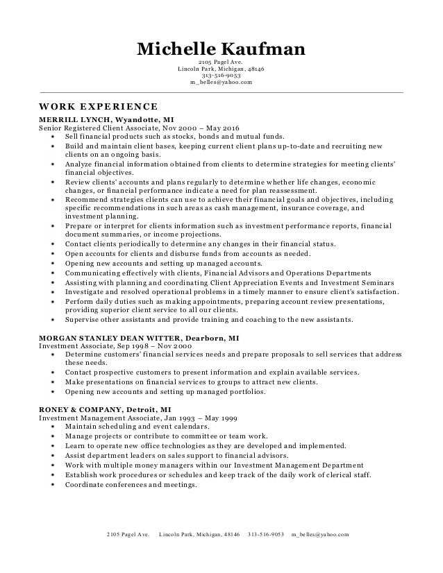 michelle kaufman resume 2016 morgan stanley customer service