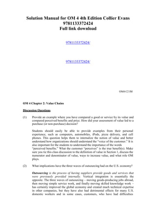 Comprehensive Solution Manual and Discussion Guide for OM 4th Edition ...
