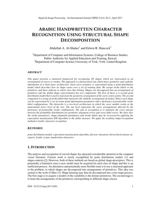 Arabic Handwritten Character Recognition Using Structural Shape ...