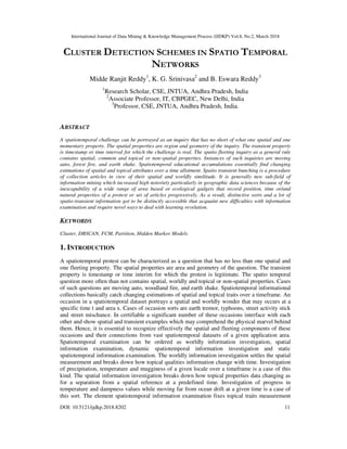Cluster Detection Schemes in Spatio Temporal Network | PDF