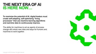 To maximize the potential of AI, digital leaders must
create self-adapting, self-optimizing “living
processes” that use ma...