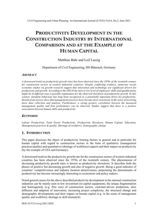 Productivity Development in the Construction Industry by International ...