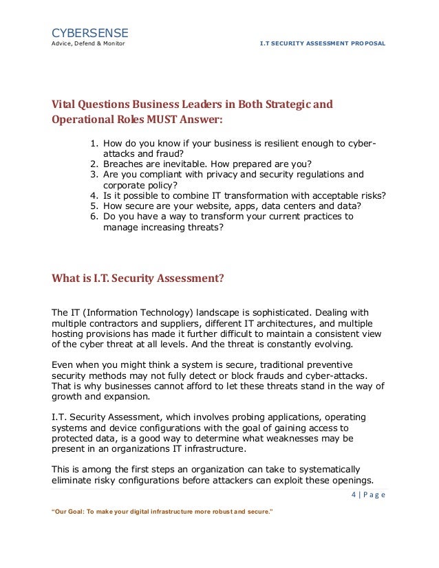 it security assessment proposal security proposal