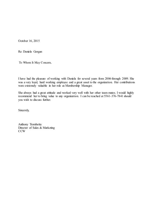 ccw letter of recommendation