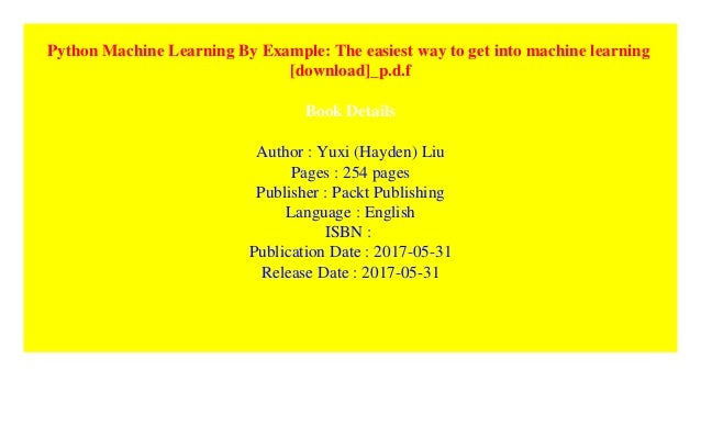 python machine learning with example pdf