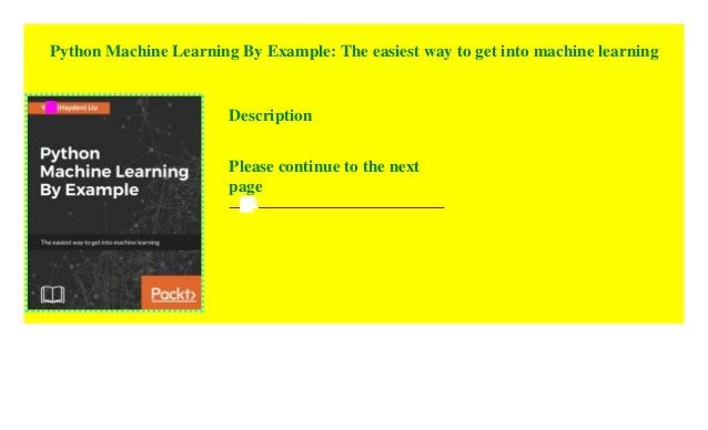 python machine learning with example pdf
