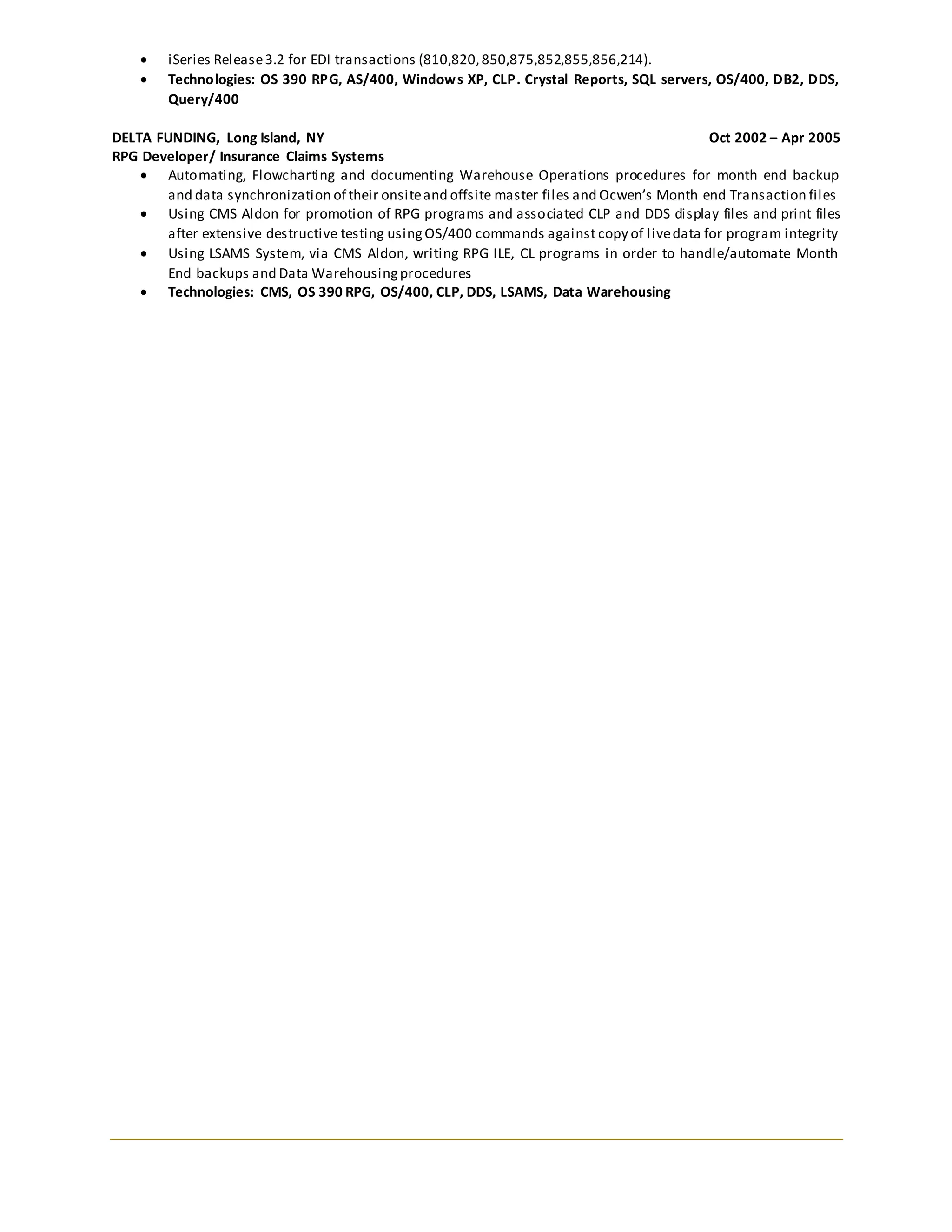 AS400 WMS resume | DOCX