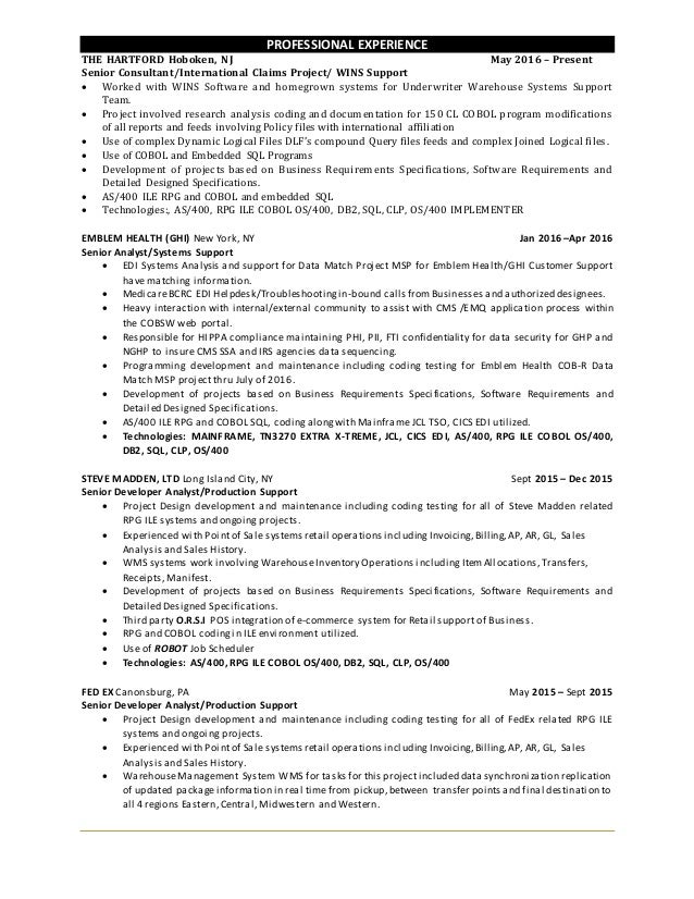 as400 resume samples