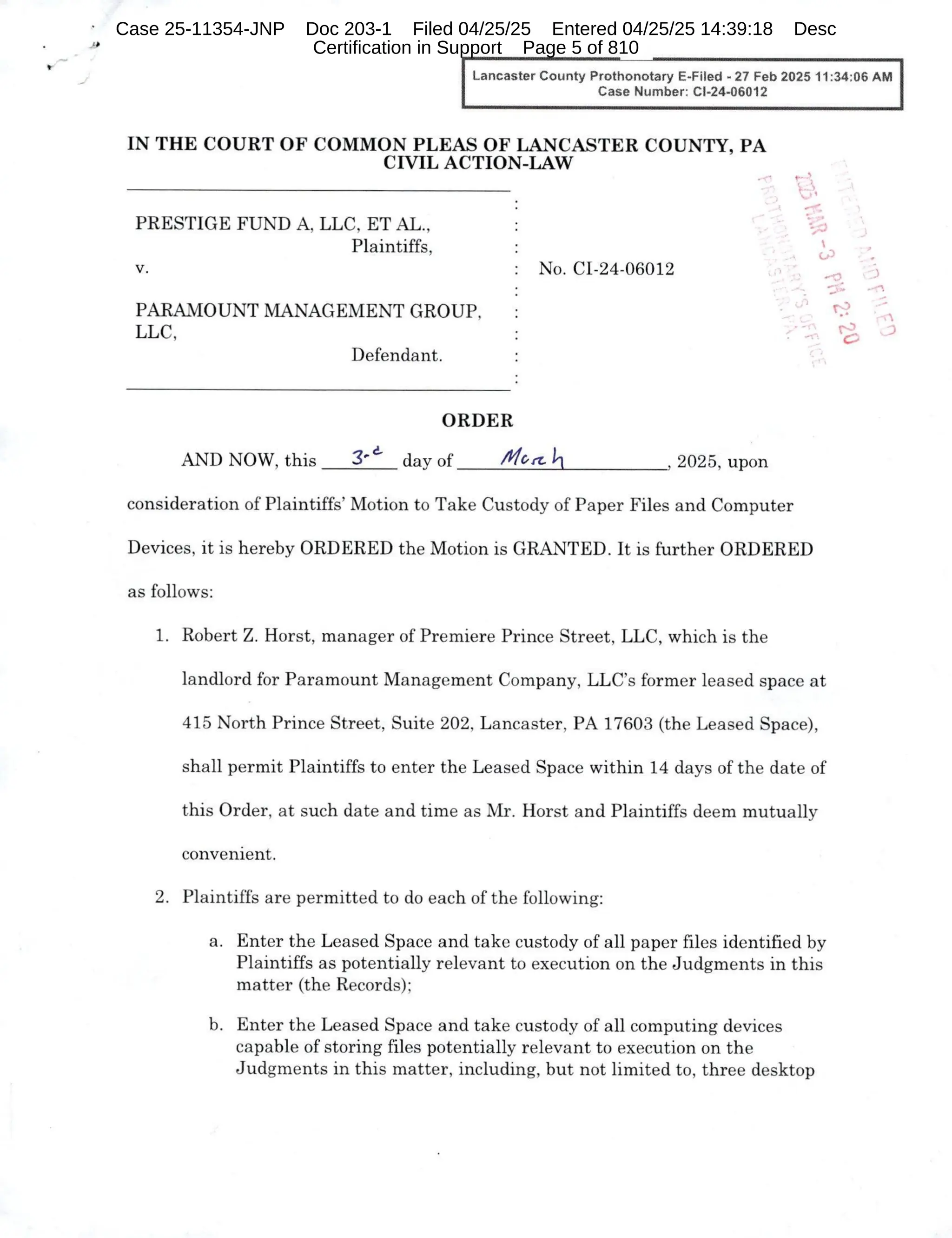 Case 25-11354-JNP Doc 203-1 Filed 04/25/25 Entered 04/25/25 14:39:18 Desc
Certification in Support Page 5 of 810
 