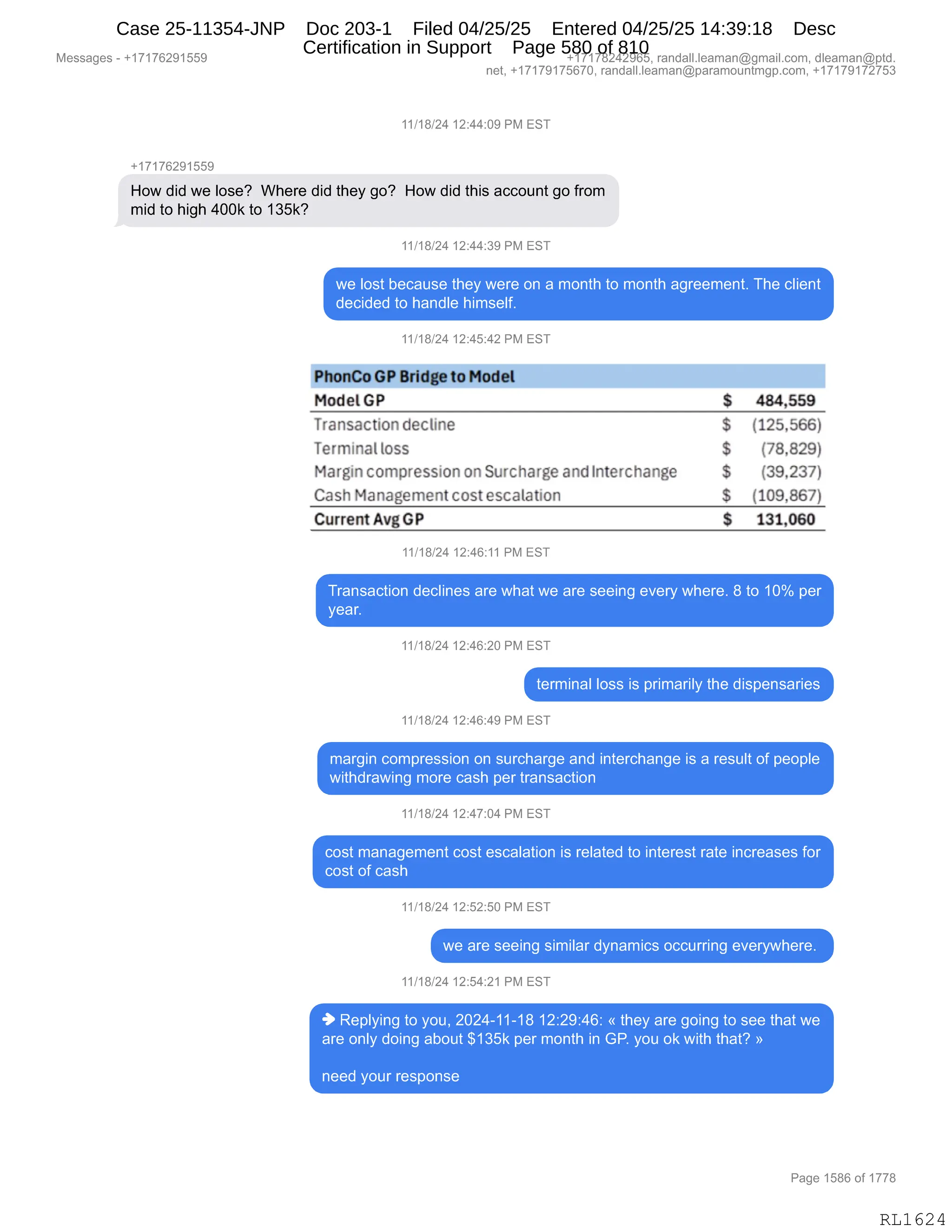 Daryl Heller Bankruptcy Court Filing (text messages and transcripts)