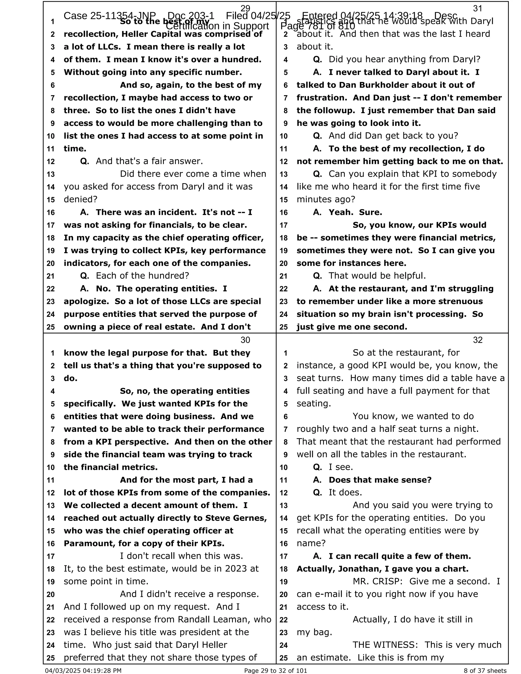 Daryl Heller Bankruptcy Court Filing (text messages and transcripts)