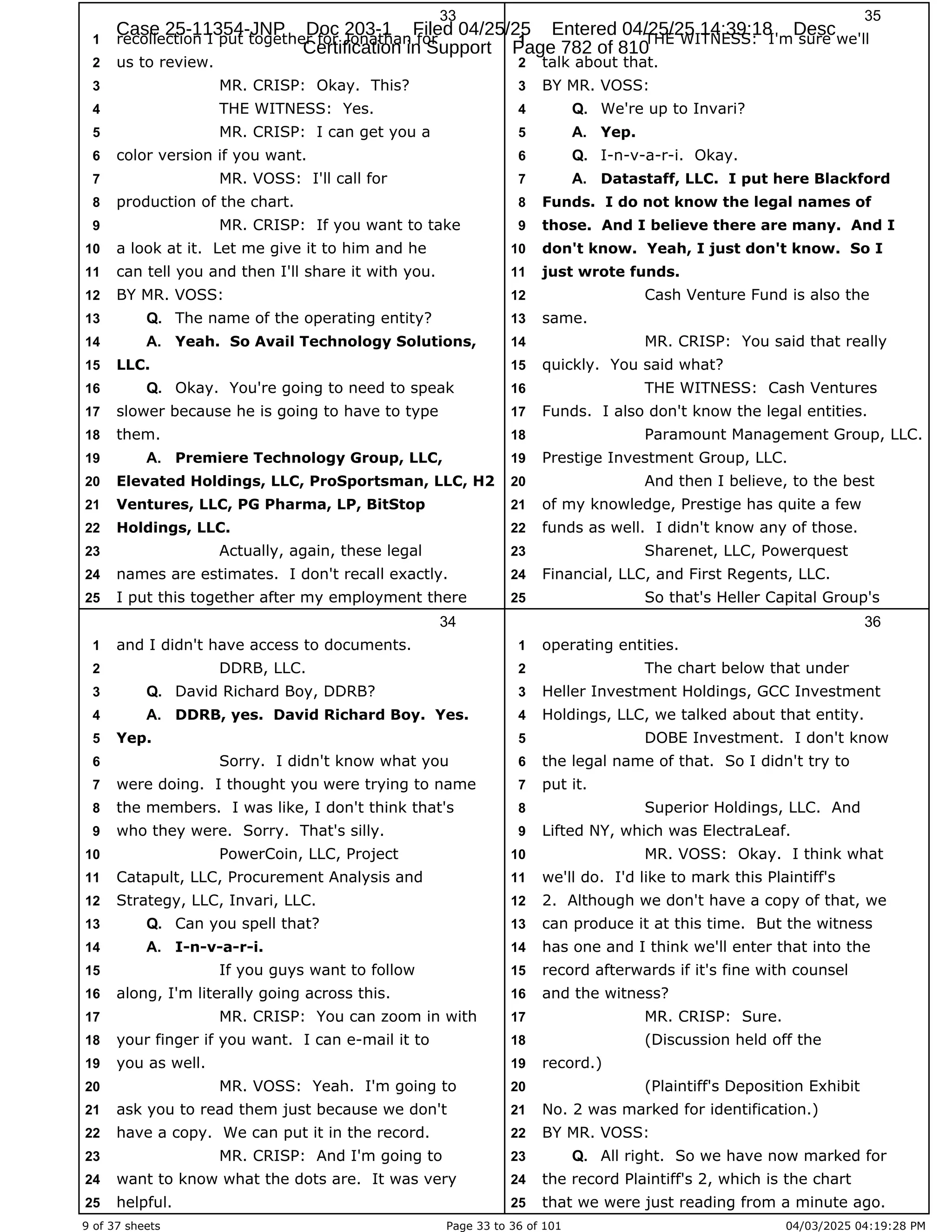 Daryl Heller Bankruptcy Court Filing (text messages and transcripts)