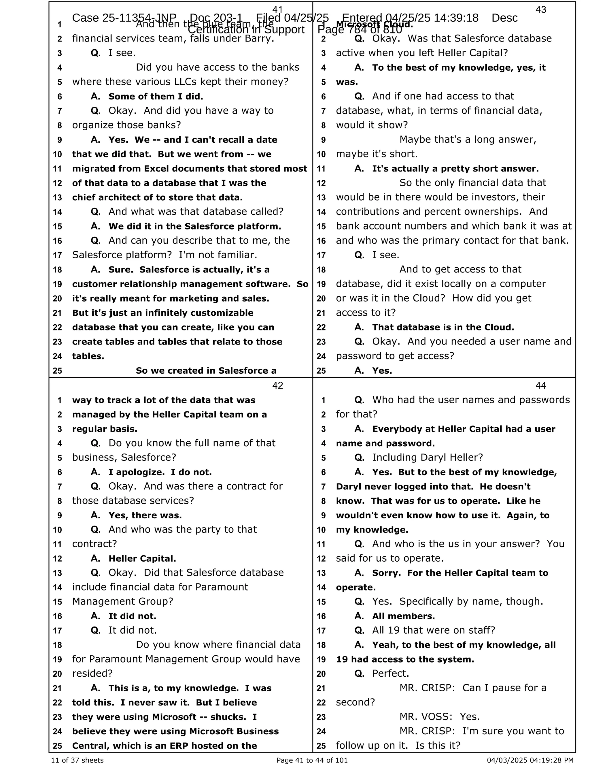 Daryl Heller Bankruptcy Court Filing (text messages and transcripts)