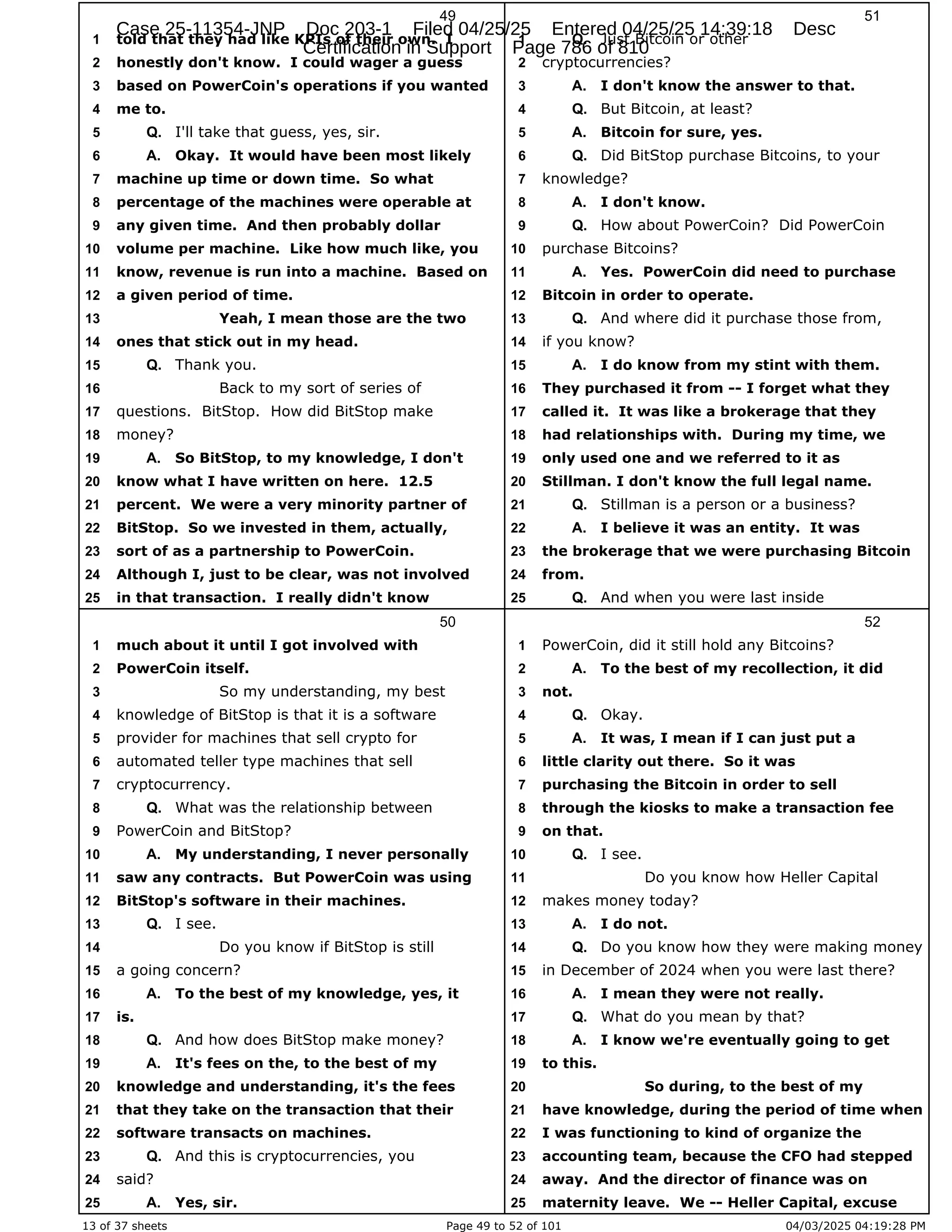 Daryl Heller Bankruptcy Court Filing (text messages and transcripts)