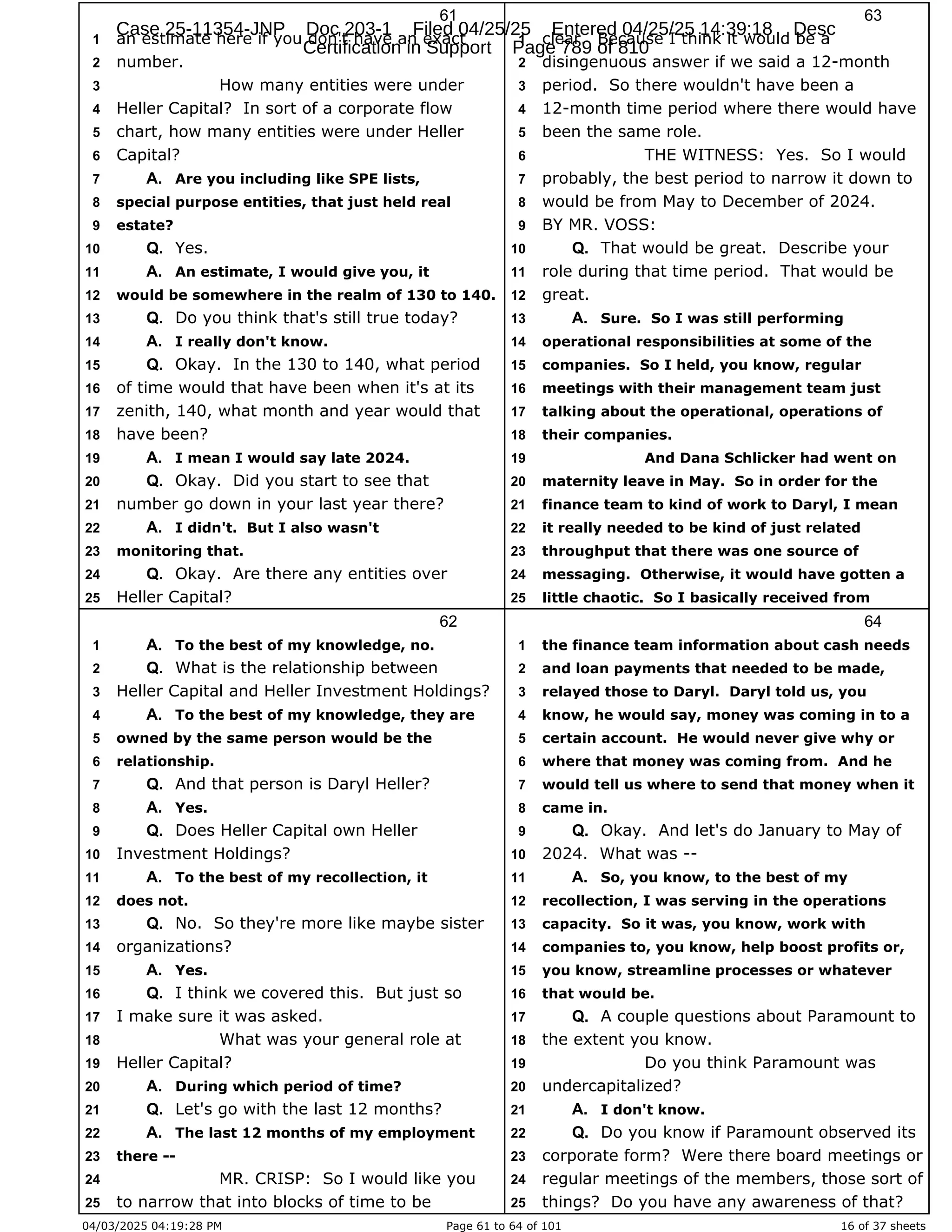 Daryl Heller Bankruptcy Court Filing (text messages and transcripts)