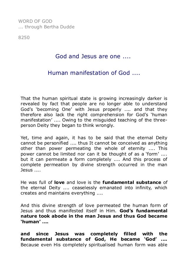 Word Of Through Bertha Dudde And Jesus Are One Word Of Through Bertha Dudde And Jesus Are One