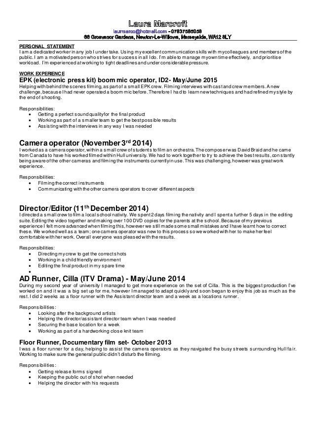 film work cv film cv