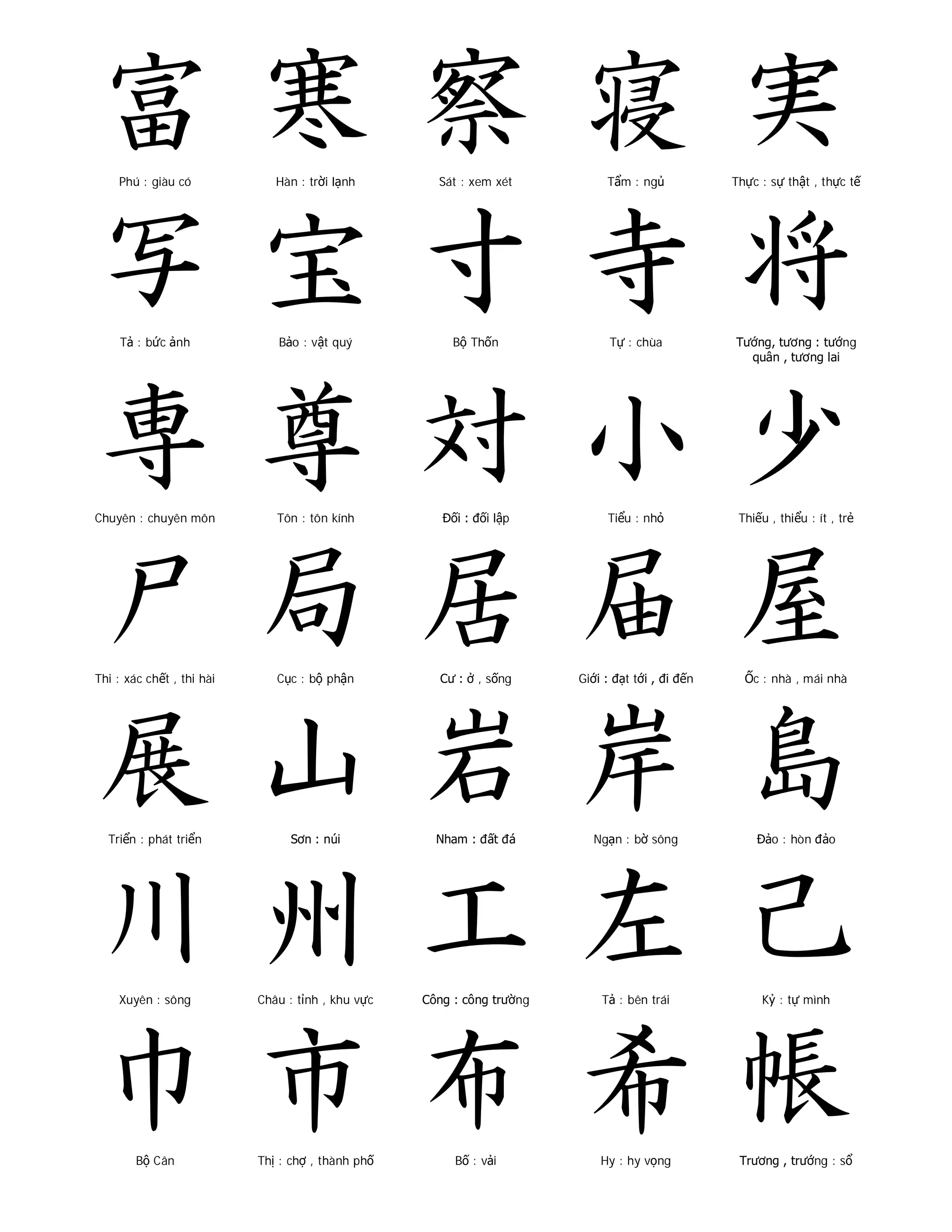 825 Chữ Hán thông dụng