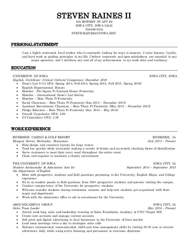 university of iowa resume templates