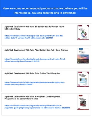 Agile Web Development With Rails 4th Edition 4th Edition Sam Ruby | PDF